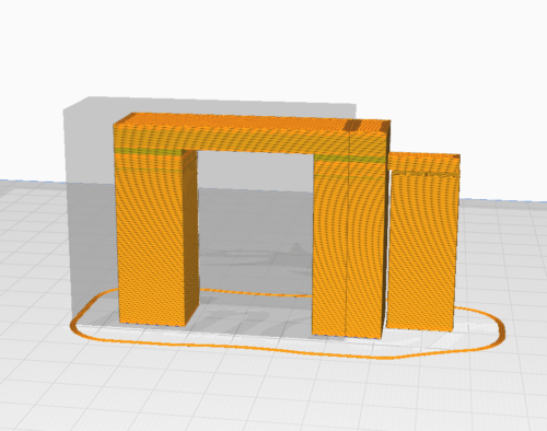 Support is produced only under the large overhang
