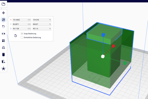 The size of the support blocker was changed with the cura typical tools