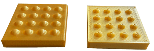 example of good resoluted dots printed vertically and bad result of printed horizontal