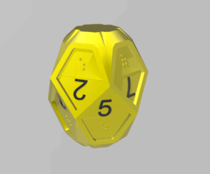 10 sided Dice (0-9) Combination of normal font and braille